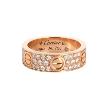 CARTIER 18K Rose Gold Full Diamond Ring Finger Women's