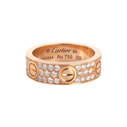 CARTIER 18K Rose Gold Full Diamond Ring Finger Women's