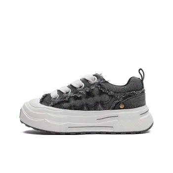 SHOOT BRAND Height Increasing Anti Slip And Wear Resistant Low Top Canvas Shoes Unisex Denim Gray