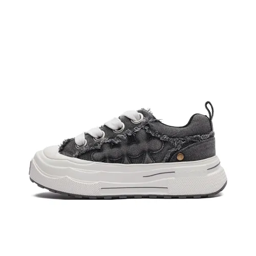 SHOOT BRAND Height Increasing Anti Slip And Wear Resistant Low Top Canvas Shoes Unisex Denim Gray