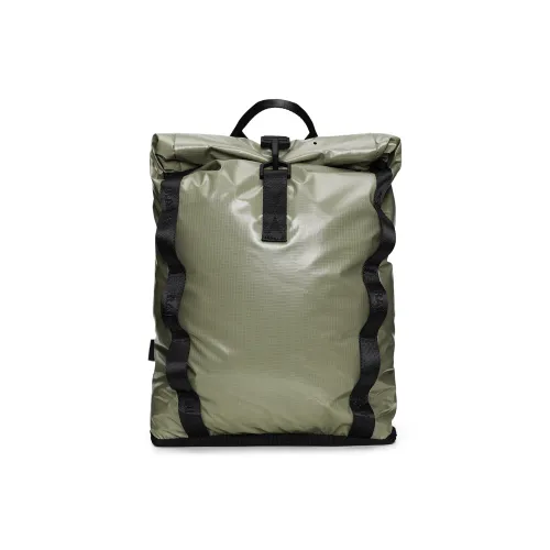 Rains Polyester Backpack Small Size Unisex Black/Light Cyan Green/Mist Gray