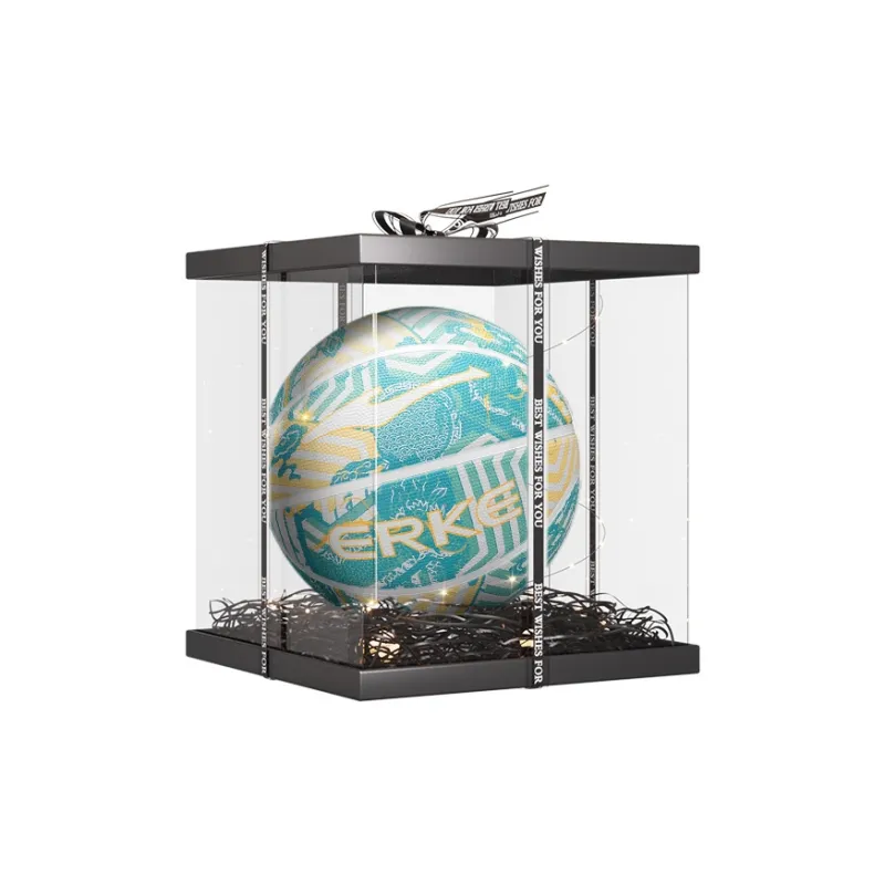 Erke Chinese Style Collection Rubber Basketball Cyan Size 7 Training Unisex-7