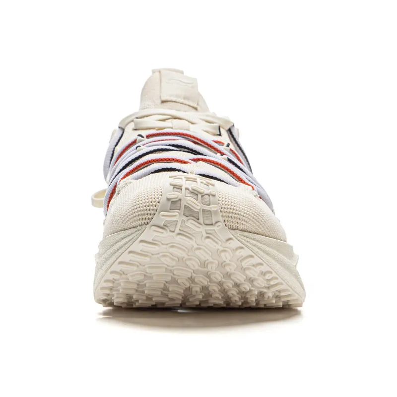 LiNing Anti Slip And Wear Resistant Reflective Low Top Casual Running Shoes Unisex Pearl White-4