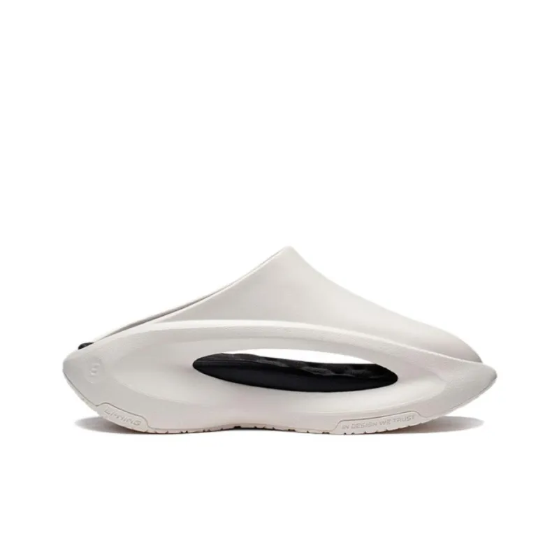 LiNing Yun You Slay Abrasion-Resistant Cushioning Slip-Resistant Slide Slippers Unisex White Black-1