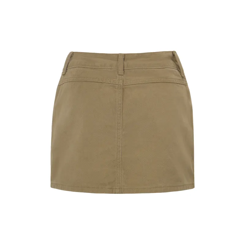 Wen Shan Denim Short Skirts Women's Khaki-1
