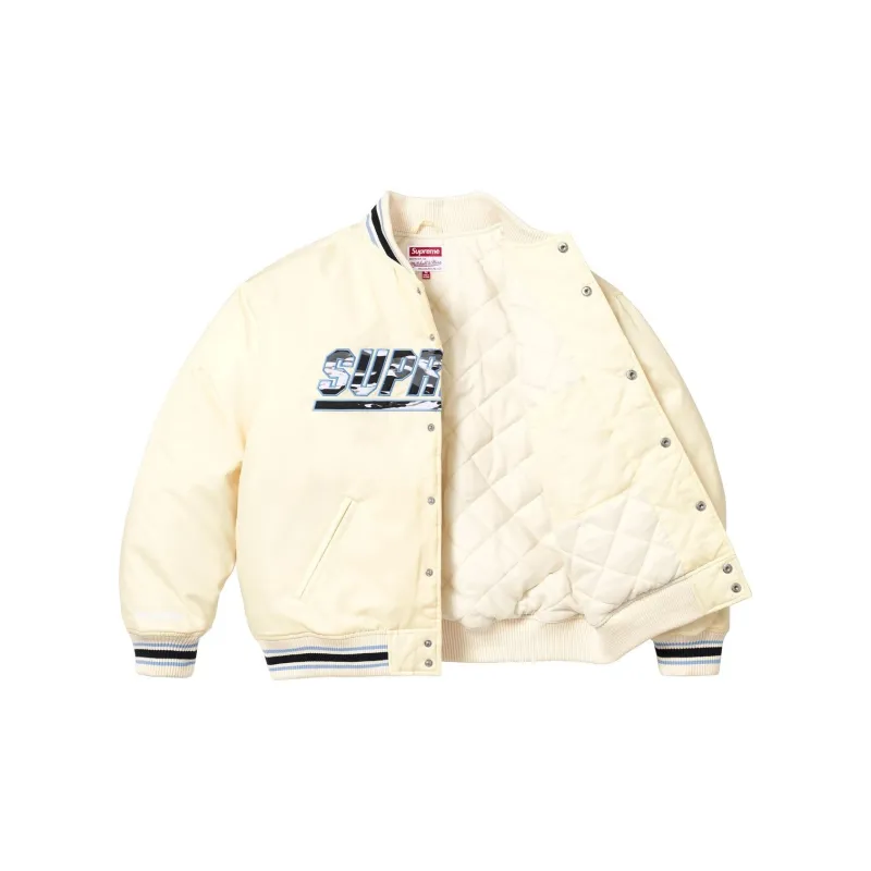 Supreme Mitchell & Ness Camo Logo Varsity Jacket-2