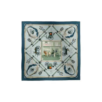 HERMES Silk, Mulberry Silk Scarves Unisex Sky Blue