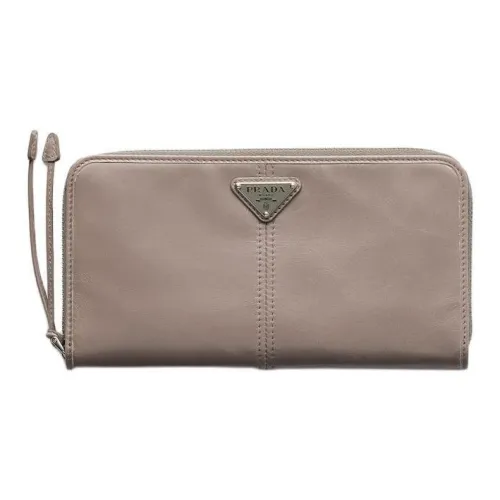 PRADA Cow Leather Wallet Men's Gray
