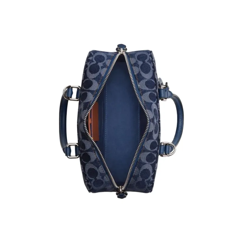 COACH Bowery Denim With Calfskin Shoulder Bag, Crossbody Bag, Handbag Medium Size Women's Dark Blue-1