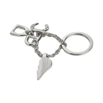 HERMES Stainless Steel Keychains Men's Silver