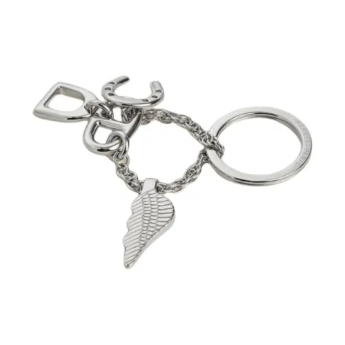 HERMES Stainless Steel Keychains Men's Silver