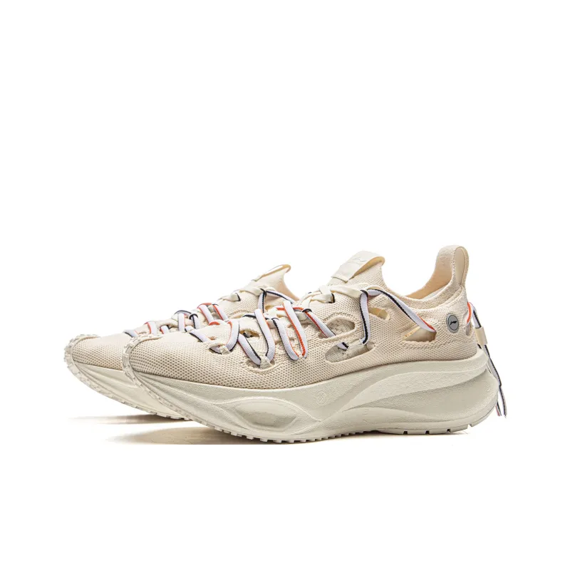 LiNing Anti Slip And Wear Resistant Reflective Low Top Casual Running Shoes Unisex Pearl White-2
