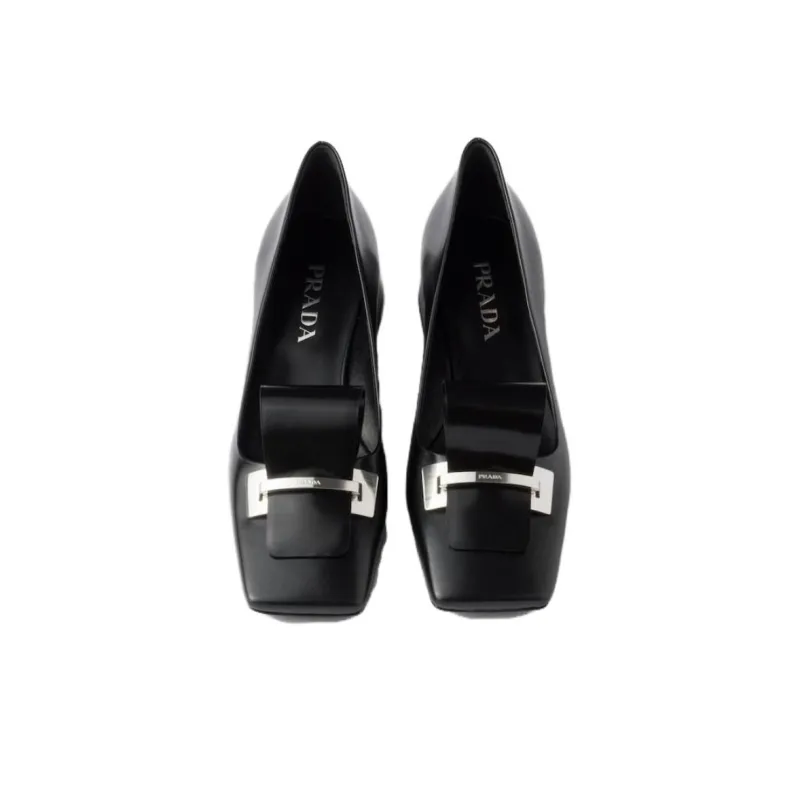 PRADA Chunky Heel High Heels 3.5cm Women's Black-5