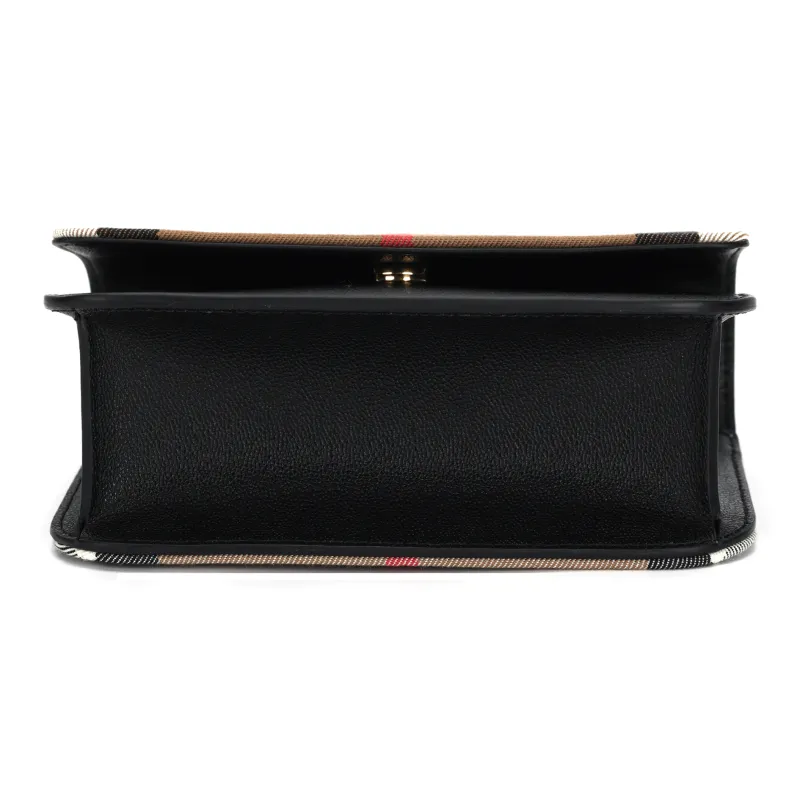 Burberry Grained Leather Shoulder Bag Crossbody Bag Women's Black-6