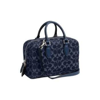 COACH Bowery Denim With Calfskin Shoulder Bag, Crossbody Bag, Handbag Medium Size Women's Dark Blue