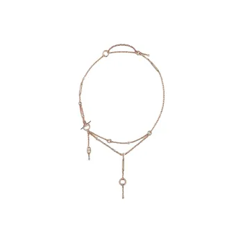 HERMES Rose Gold Diamonds Necklaces Unisex Gold