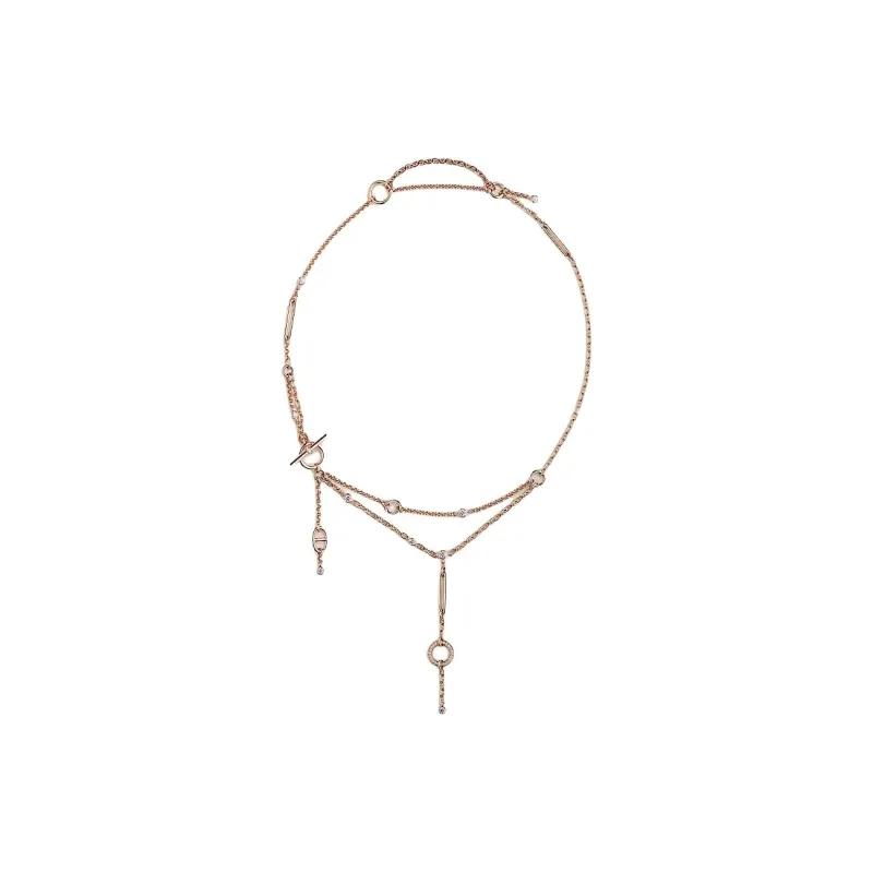 HERMES Rose Gold Diamonds Necklaces Unisex Gold-0