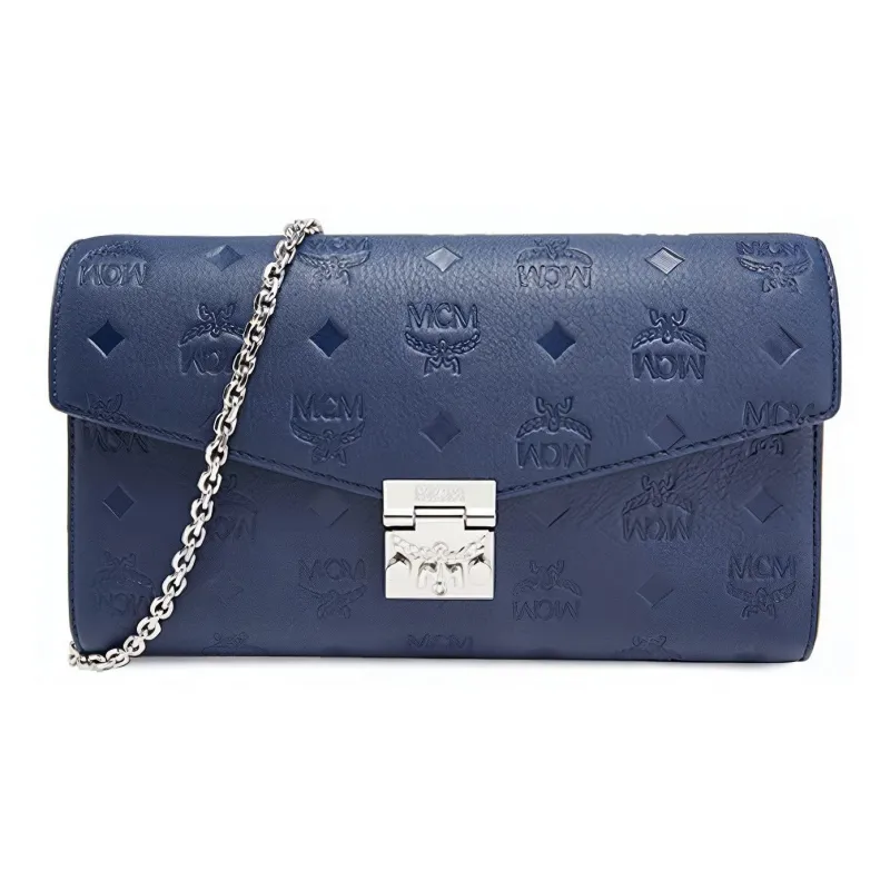 MCM Millie Visetos PVC Shoulder Bag, Crossbody Bag Regular Women's Dark Blue-0