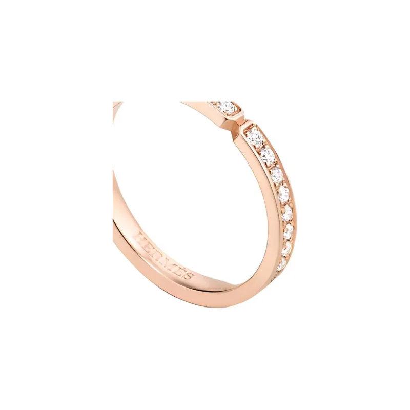 HERMES Diamond 18K Rose Gold Rings Unisex Pink Gold-1