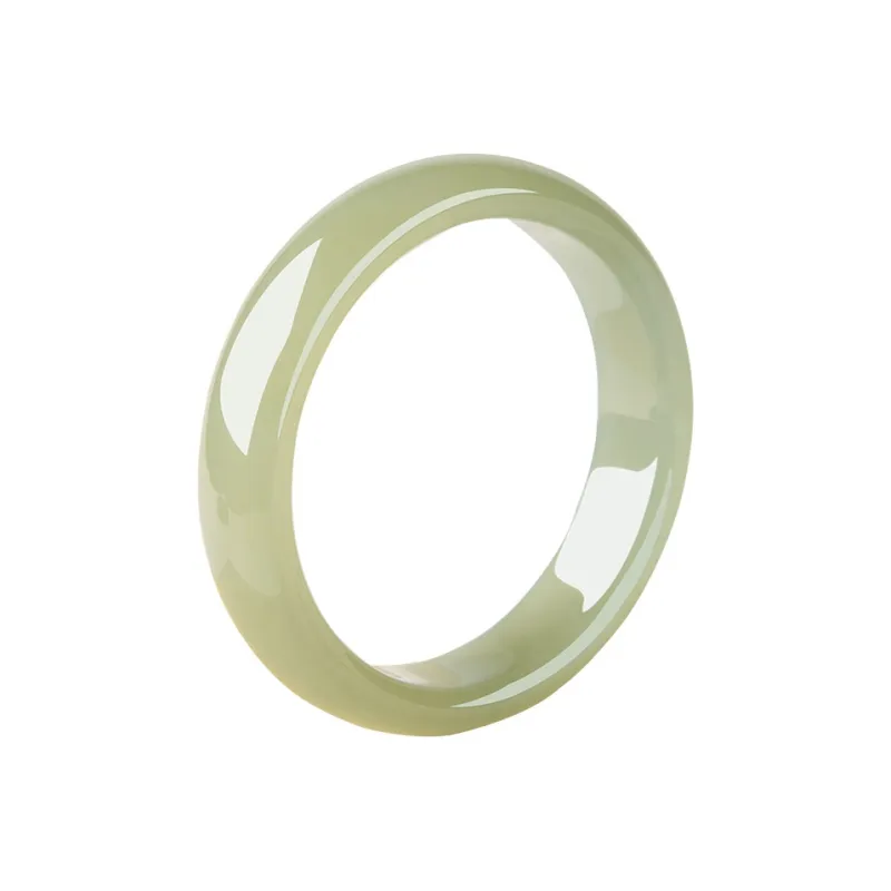 MUSHIFEN Hetian Jade Bangles Pale Greenish White Jade Women's-0