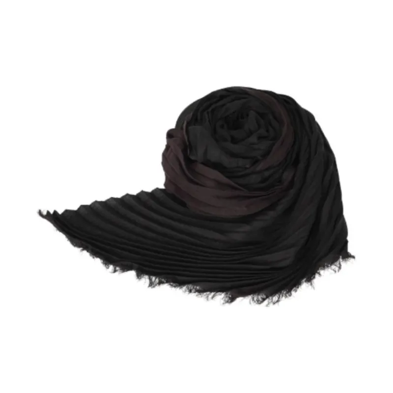 ISSEY MIYAKE Polyester Silk Wool Knit Scarves Women's Black-1