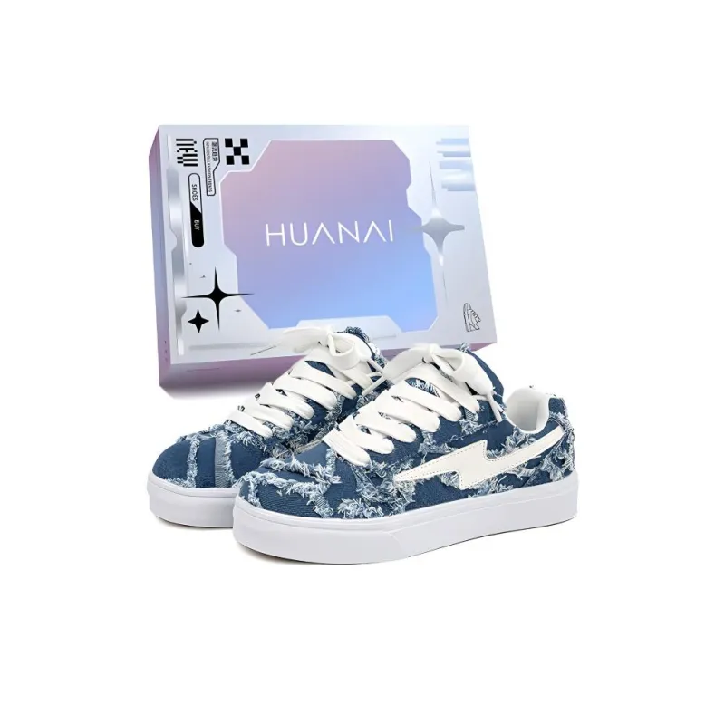 HUANAI Low Top Skateboard Shoes Unisex Black-7