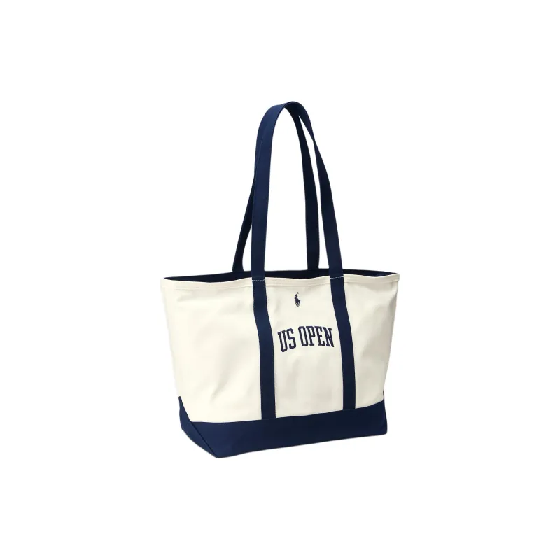 Ralph Lauren Cotton Tote Bag Shopping Bag Handbag Shoulder Bag Men's Marine Blue With Ceramic-1