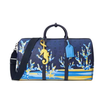 MCM Ottomar Leather Travel Bag Women's Blue