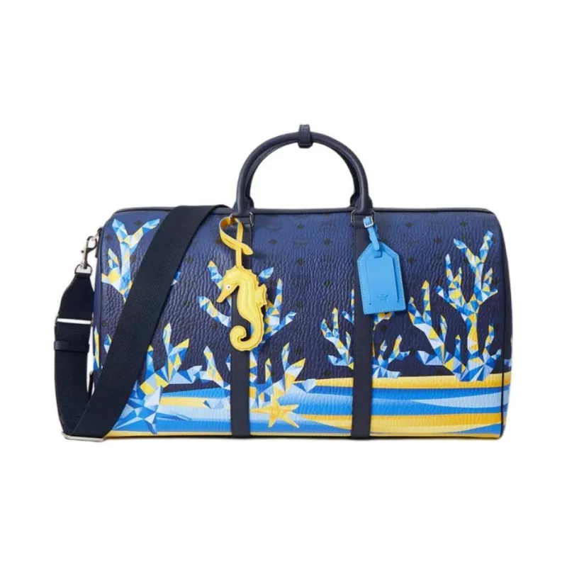 MCM Ottomar Leather Travel Bag Women's Blue-0