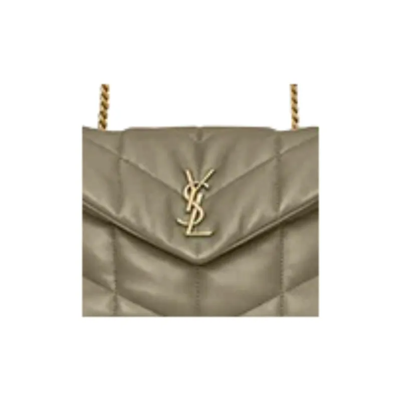 SAINT LAURENT PUFFER Sheepskin Shoulder Bag, Crossbody Bag Mini Women's Dark Moss Green-6