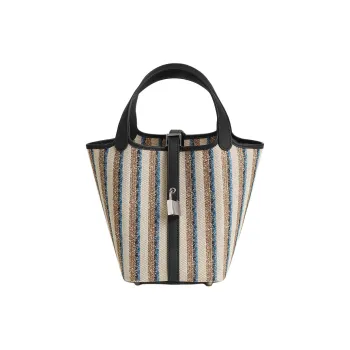 HERMES Picotin Lock Embroidery Basket Bag Handbag Women's Natural Colors Are Multi-Colored