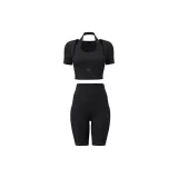 Starburst Black Short-Sleeved Shirt+Starburst Black Knee-Length Pants