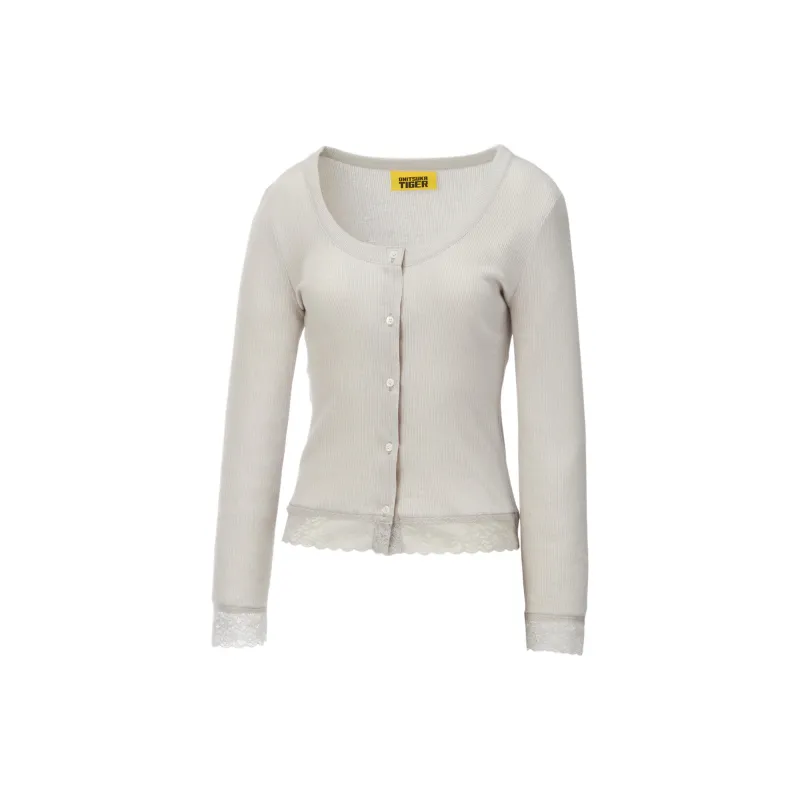 Onitsuka Tiger SS25 WS CARDIGAN Knitwear Women's Light Gray-2