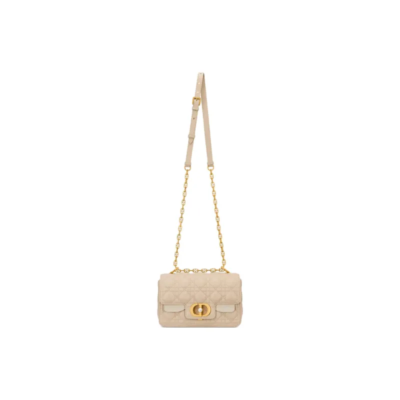 DIOR Jolie Cow Leather Shoulder Bag Crossbody Bag Handbag Small Size Women's Gray Ivory & Blush Beige-4