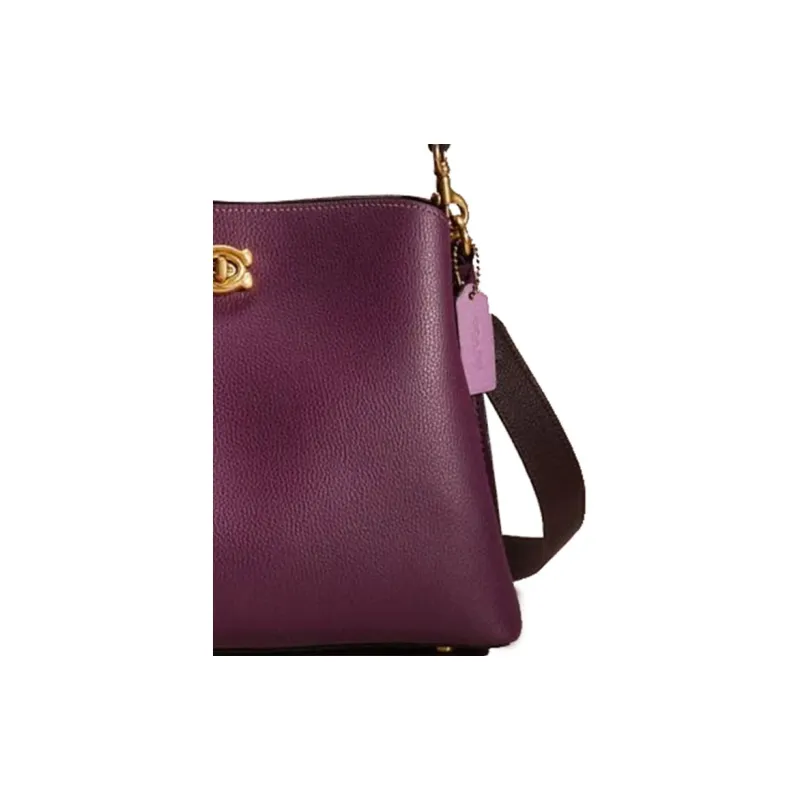 COACH Willow Pebbled Leather Crossbody Handbag, Shoulder Bag Large Size Women's Purple-1