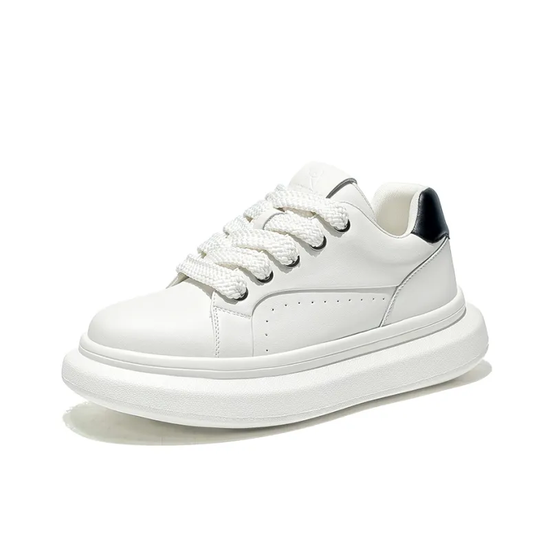 MOERBAI Original Machine Series Wear-Resistant Breathable Height Increasing Low-Top Casual Shoes Men's White-5