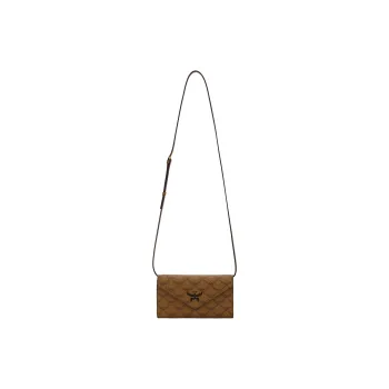 MCM Canvas Crossbody Bags Wallets Large Size Women's Cognac