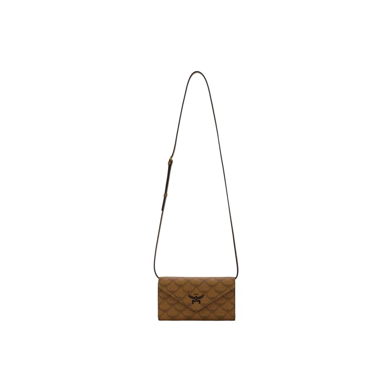 MCM Canvas Crossbody Bags Wallets Large Size Women's Cognac-0
