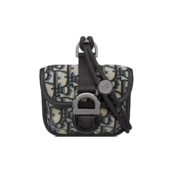 DIOR 8 Cotton With Technical Fabric Earphone Case Unisex Beige & Black