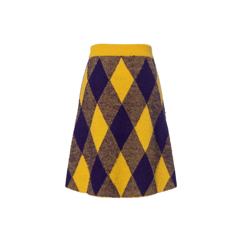 Burberry Argyle Wool Skirt 'Pear'-1