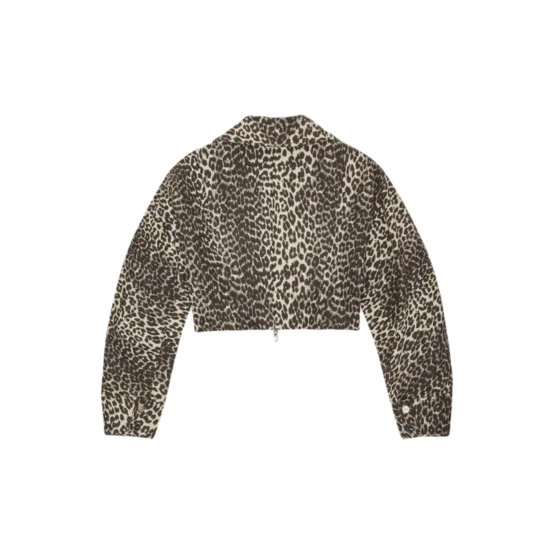 GANNI Leopard Curve Sleeve Short Jacket-1