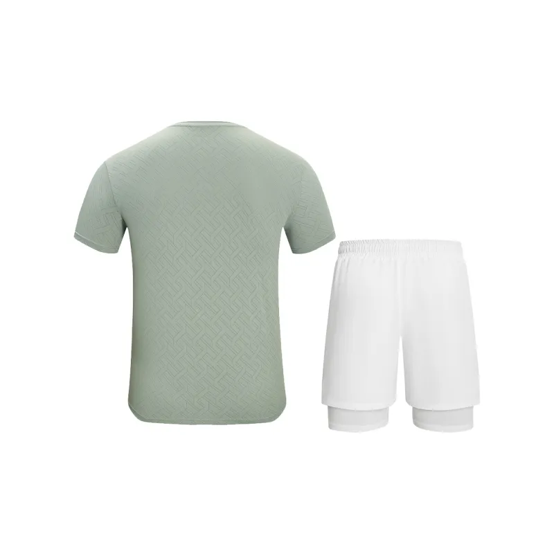 MESUCA Fitness Sets Men Clothing Set Matcha Green Top+White Shorts-1