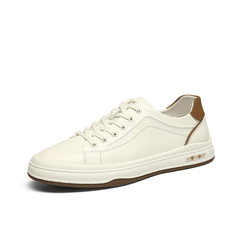 CROWN Anti-Slip And Wear-Resistant Lightweight Low-Top Skateboard Shoes Men's White Apricot-1