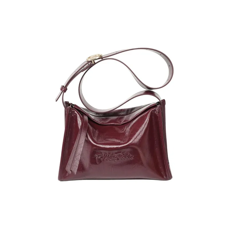 Folli Follie PU Shoulder Bag Medium Size Women's Black/Burgundy/Brown-1