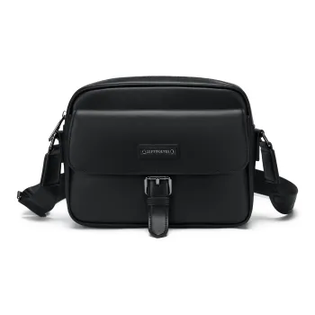 SEPTWOLVES Artificial Leather High-Style Abrasion-Resistant Commute Shoulder Bag QPL Unisex Black