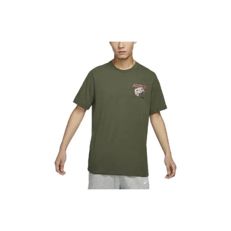 Nike T Shirts Men Khaki Green-2