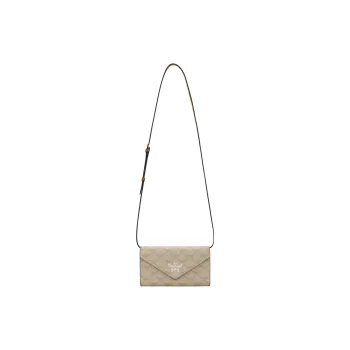 MCM Coated Canvas Crossbody Wallets Large Size Women's Beige