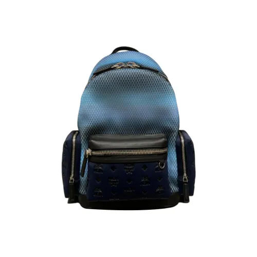 MCM Polyester With Fabric Backpack Medium Size Men's Blue