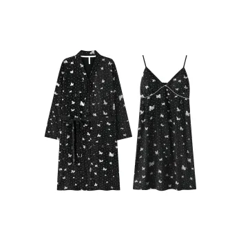 Ta Yan Pajama Robe Women's Black