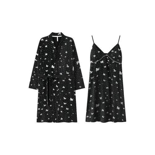 Ta Yan Pajama Robe Women's Black